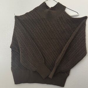 Express Dark Brown Off-the-Shoulder Sweater